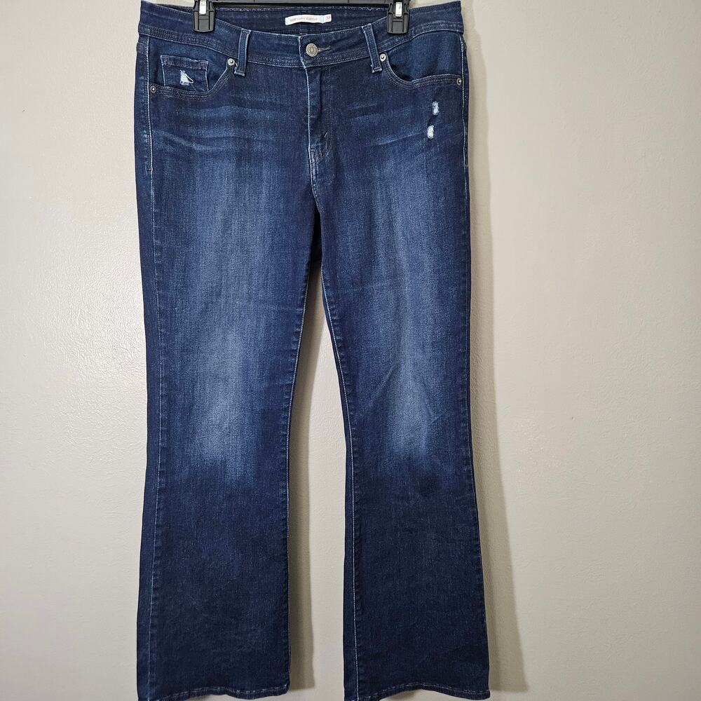 Levi's 529 Curvy Bootcut Jeans Women's Sz 33 Dark Wash Distressed Stretch Denim